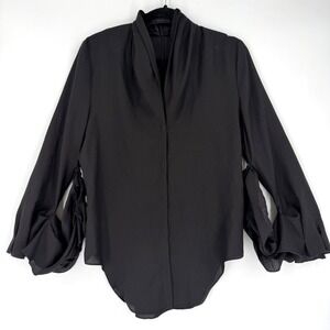 Rubin Chapelle Blouse Women 8 Black Wool Avant Garde Gothic Minimalist Blouse